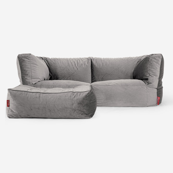 Albert Sækkestol Sofa 2 pers - Fløjl Sølv 02