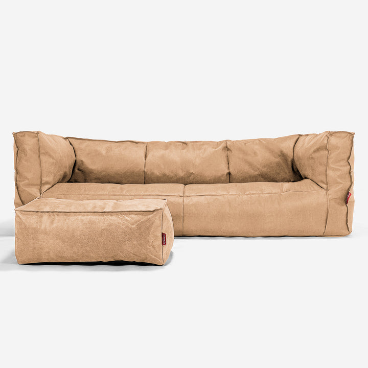 Albert Sækkestol Sofa 3 pers - Nødstedte Læder Lysebrun 02